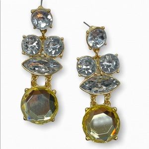 GOLD RHINESTONE DANGLE EARRINGS